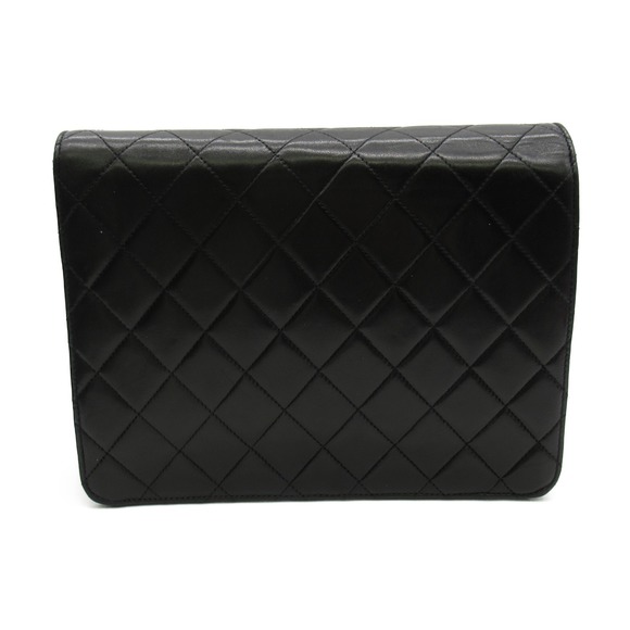 Chanel Bag Lock Lambskin Push Black Matelasse Shoulder Chain - Picture 1 of 10